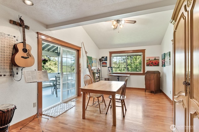 11451 O Ave, Anacortes, WA 98221 - dining space featuring baseboards, vaulted ceiling, a wealth of natural light, and light wood-type flooring