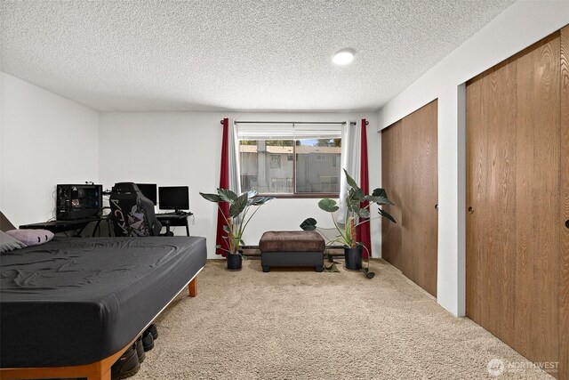 4008 S 158th St Unit J, Tukwila, WA 98188 - bedroom with a textured ceiling, two closets, and carpet
