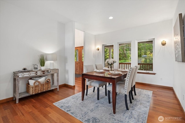 161 E Heron Cv, Shelton, WA 98584 - dining space featuring baseboards, recessed lighting, and wood finished floors