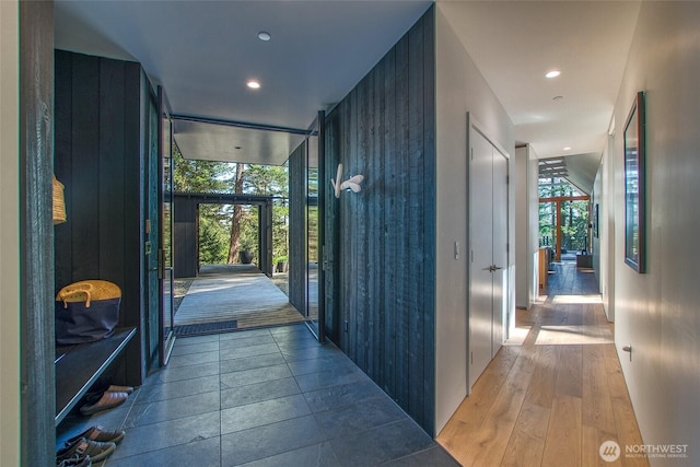 51 Lakshmi Rd, Orcas Island, WA 98245 - hall featuring floor to ceiling windows and recessed lighting