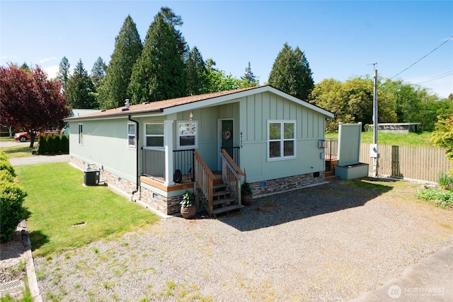 4739 Alderson Rd, Blaine, WA 98230 - manufactured / mobile home with crawl space, central air condition unit, and board and batten siding