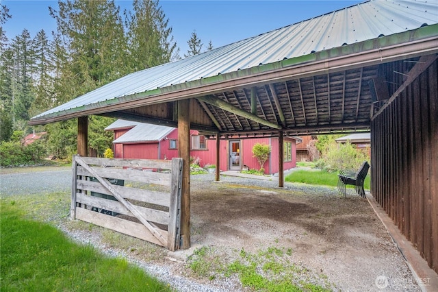 exterior space featuring a carport