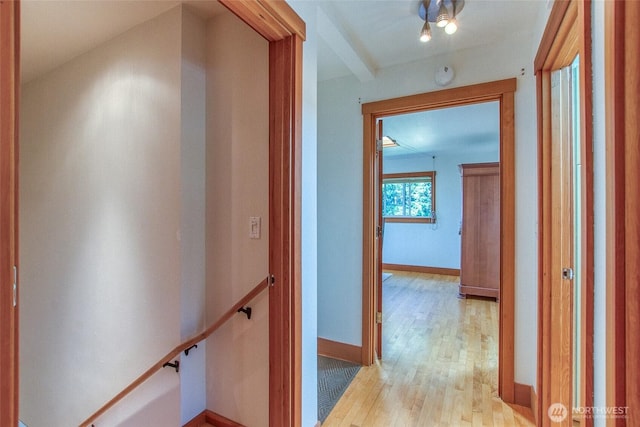 97 Snowberry Ln, Orcas Island, WA 98245 - hallway featuring light wood-type flooring and an upstairs landing