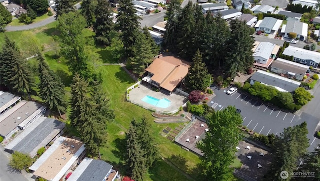 drone / aerial view with a residential view