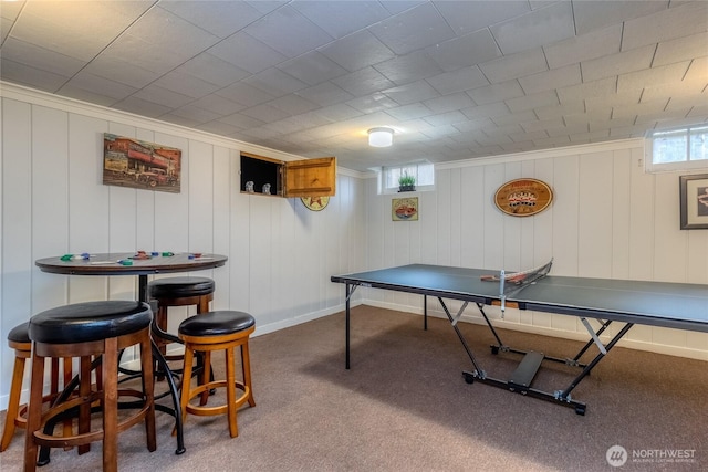 playroom featuring carpet flooring