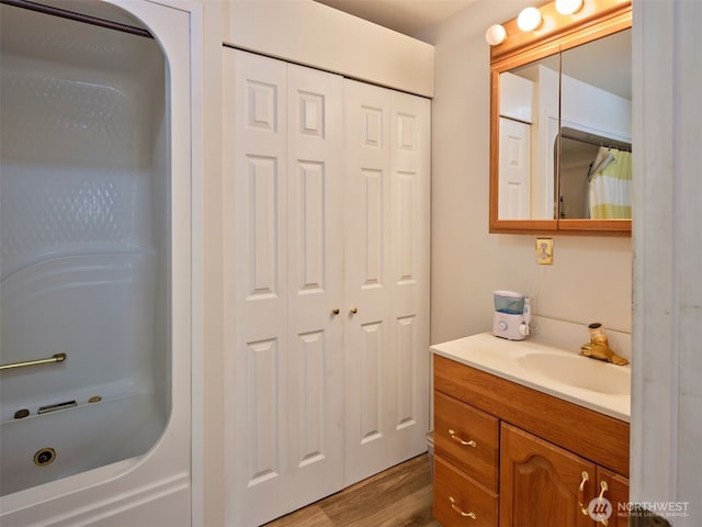 597 Yale Bridge Rd, Ariel, WA 98603 - full bath featuring wood finished floors and vanity
