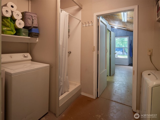 597 Yale Bridge Rd, Ariel, WA 98603 - clothes washing area with laundry area and washer and clothes dryer