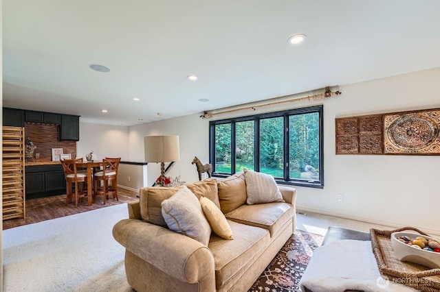 3123 240th Ave NE, Sammamish, WA 98074 - living room with recessed lighting, baseboards, and light wood-type flooring
