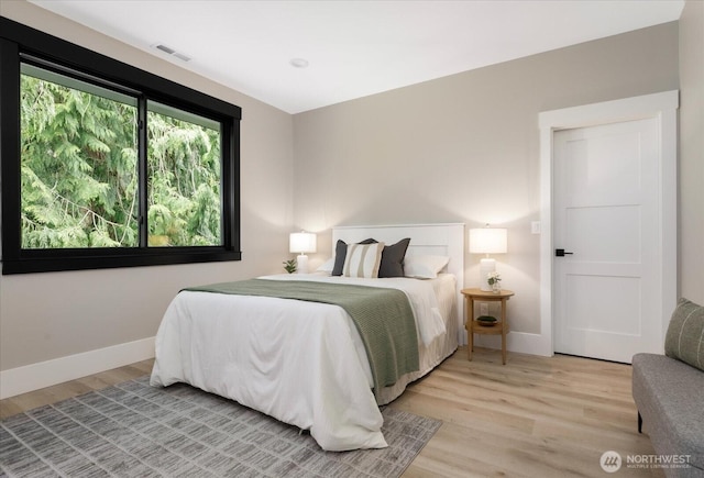 4306 Quaternary Rd, Clinton, WA 98236 - bedroom featuring light wood-style floors, baseboards, and visible vents