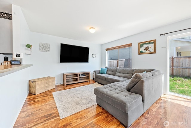 living area featuring light wood-style floors