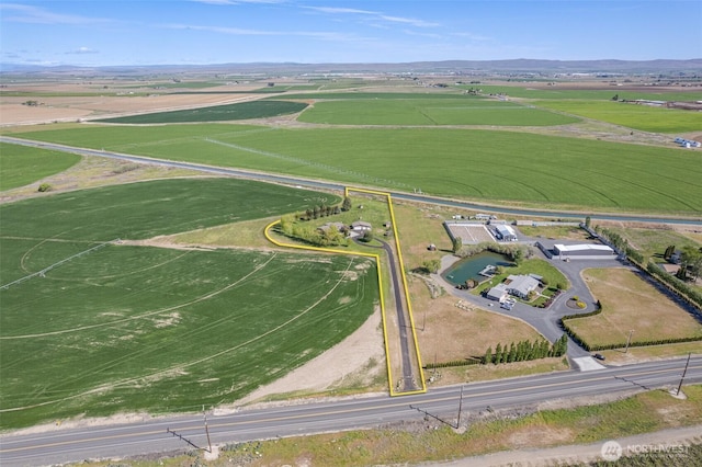 drone / aerial view featuring a rural view