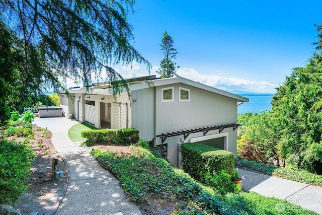 view of front of house with a pergola
