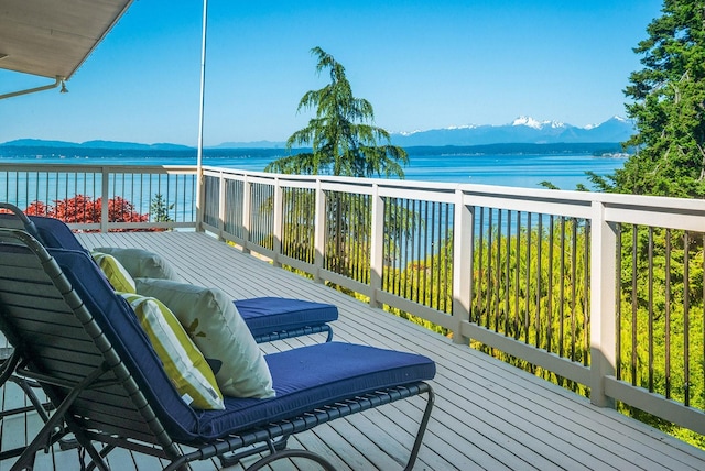 16781 15th Ave NW, Shoreline, WA 98177 - wooden terrace featuring a water and mountain view