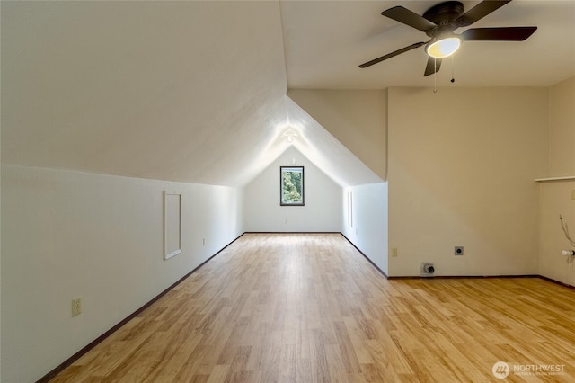 958 Abbott Rd, Walla Walla, WA 99362 - bonus room with baseboards, a ceiling fan, light wood finished floors, and lofted ceiling