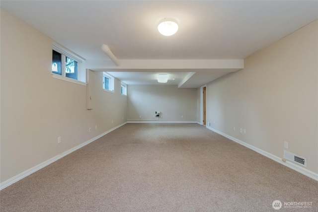 958 Abbott Rd, Walla Walla, WA 99362 - below grade area with carpet floors, baseboards, and visible vents