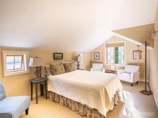 8314 Island Dr S, Seattle, WA 98118 - bedroom featuring vaulted ceiling, multiple windows, and carpet