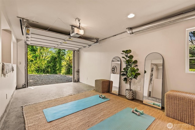 garage with a garage door opener