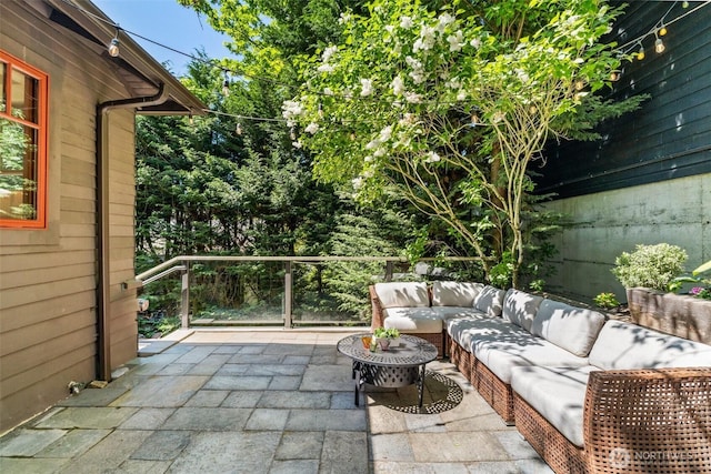 view of patio featuring an outdoor hangout area