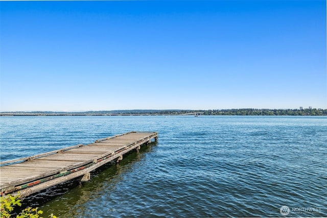 dock area featuring a water view