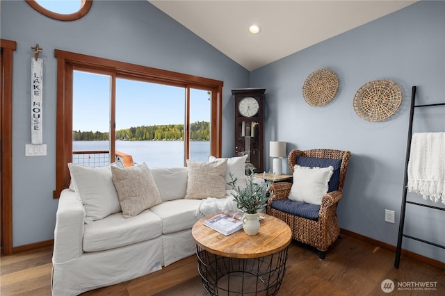 23821 S Lake Roesiger Rd, Snohomish, WA 98290 - living room featuring a healthy amount of sunlight, baseboards, and wood finished floors