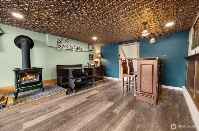 23821 S Lake Roesiger Rd, Snohomish, WA 98290 - reception with a wood stove