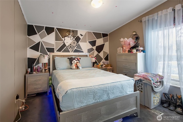 bedroom featuring ornamental molding