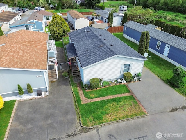aerial view featuring a residential view