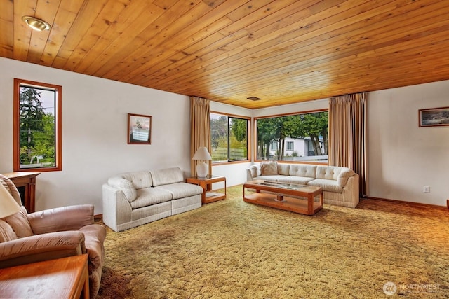 4995 Johnson St NW, Bremerton, WA 98311 - living area featuring wooden ceiling and carpet
