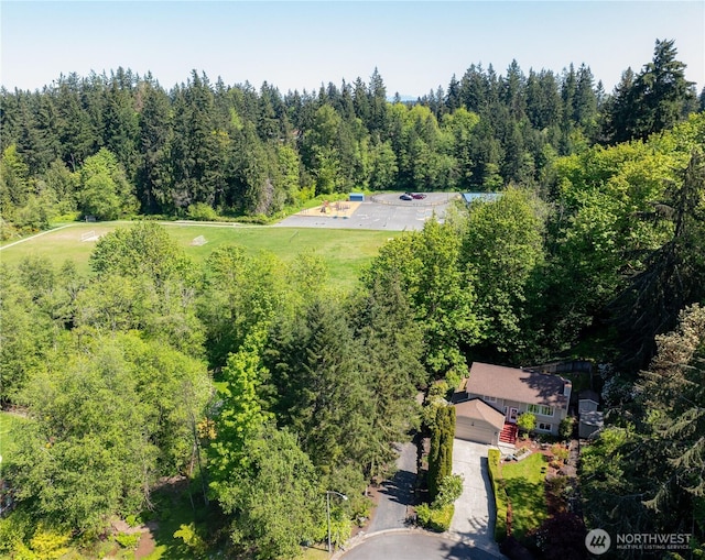aerial view with a forest view