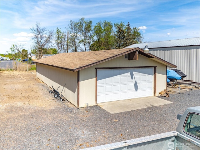view of detached garage