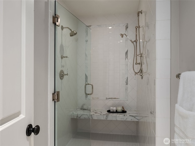 bathroom featuring a stall shower