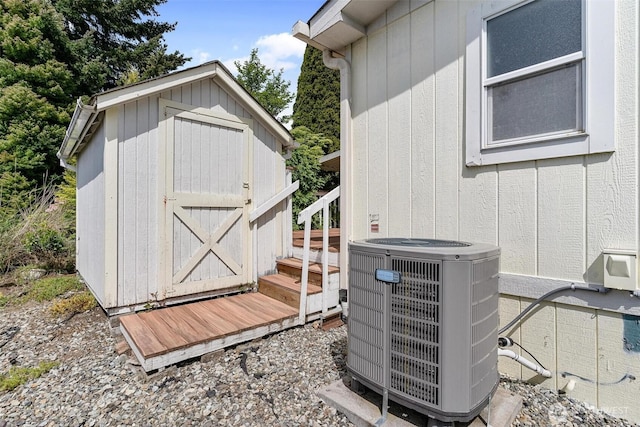 view of shed with cooling unit
