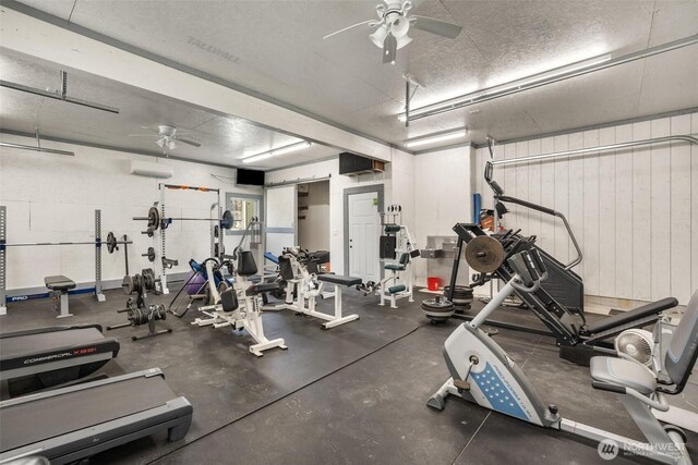 12430 Brooks St SW, Olympia, WA 98512 - workout area with ceiling fan and a wall unit AC