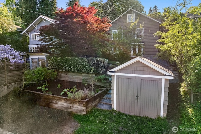 view of shed