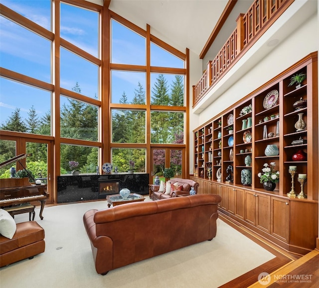 15803 Uplands Way SE, North Bend, WA 98045 - living area featuring high vaulted ceiling