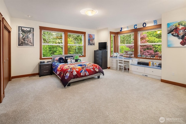 15803 Uplands Way SE, North Bend, WA 98045 - bedroom with light colored carpet, baseboards, and multiple windows