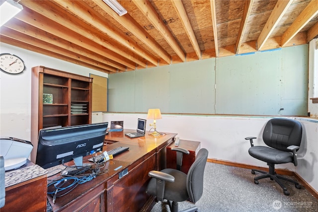 home office with baseboards