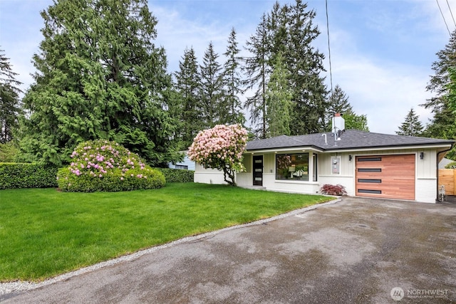 18733 50th Ave NE, Lake Forest Park, WA 98155 - view of front of house with a garage, driveway, a front lawn, and roof with shingles
