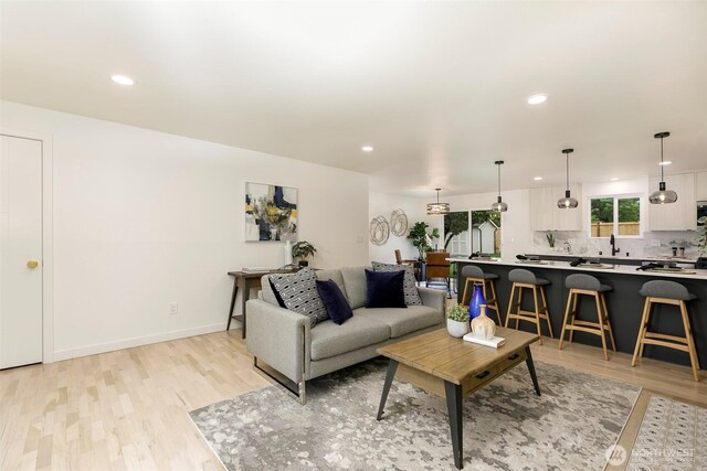18733 50th Ave NE, Lake Forest Park, WA 98155 - living room with light wood finished floors and recessed lighting