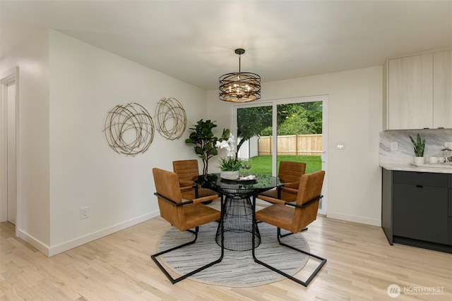 18733 50th Ave NE, Lake Forest Park, WA 98155 - dining area with light wood-style flooring, baseboards, and a chandelier