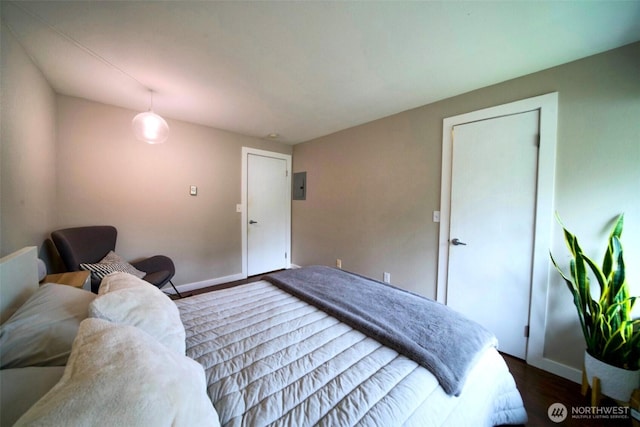 34012 1st Pl S # J, Federal Way, WA 98003 - bedroom with baseboards, electric panel, and wood finished floors
