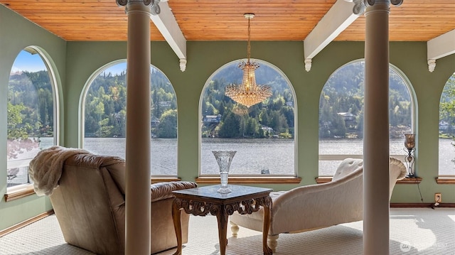 view of patio / terrace featuring a water view