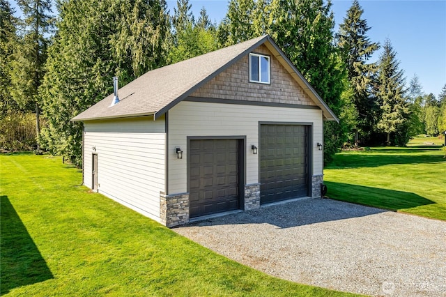view of detached garage