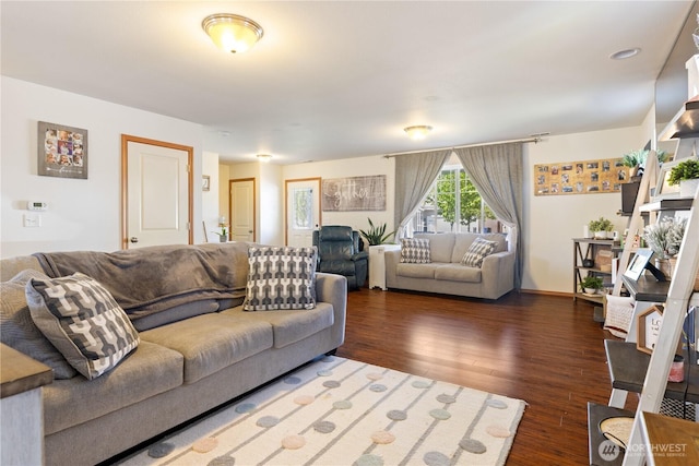 living area with wood finished floors
