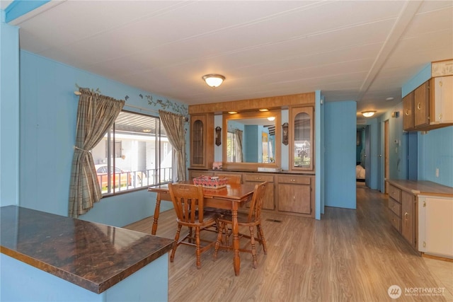 dining area with light wood-style floors