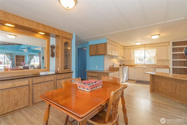 dining area featuring light wood-style flooring