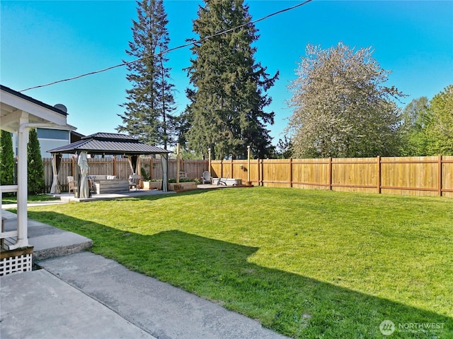 1517 Pioneer Hwy, Silvana, WA 98287 - view of yard with a fenced backyard, an outdoor hangout area, a patio, and a gazebo