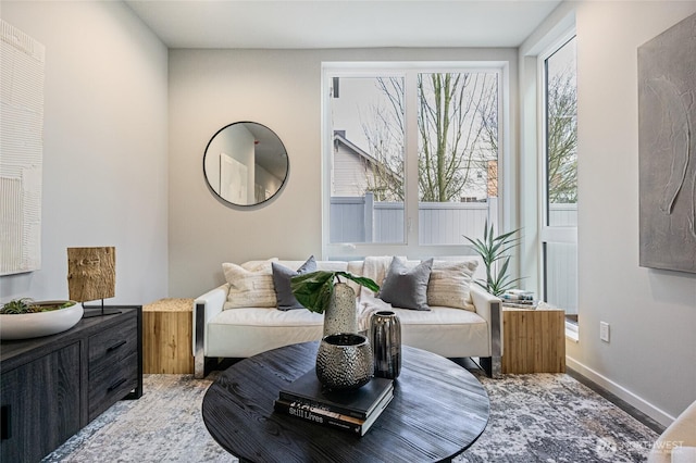 living area with baseboards