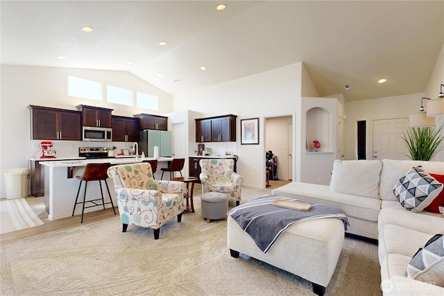 3 Gregory St, Milton-Freewater, OR 97862 - living area featuring high vaulted ceiling and recessed lighting