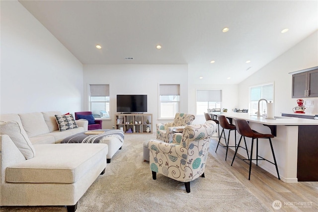 3 Gregory St, Milton-Freewater, OR 97862 - living area with recessed lighting, vaulted ceiling, and light wood-style floors